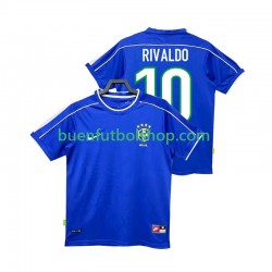 Camiseta de Fútbol Brasil RIVALDO 10 Retro 1998 Segunda Equipación Manga Corta Hombre