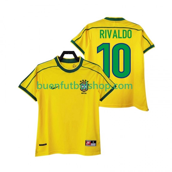 Camiseta de Fútbol Brasil RIVALDO 10 Retro 1998 Primera Equipación Manga Corta Hombre Camiseta de Fútbol Brasil RIVALDO 10 Retro 1998 Primera Equipación Manga Corta Hombre