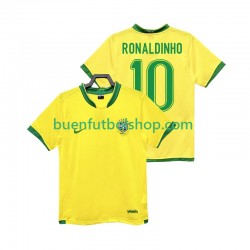 Camiseta de Fútbol Brasil RONALDINHO 10 Retro 2006 Primera Equipación Manga Corta Hombre