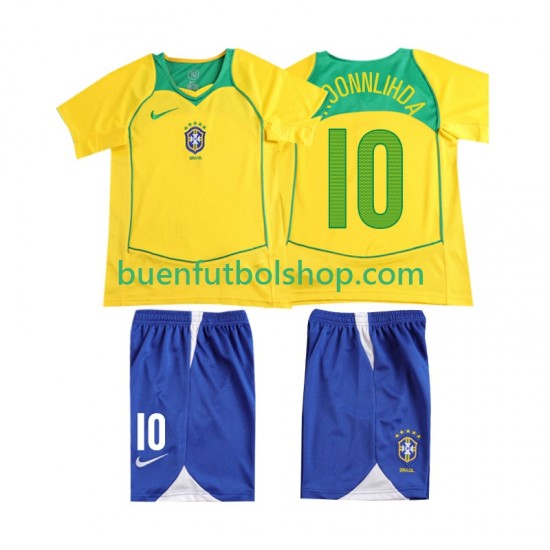 Camiseta de Fútbol Brasil RONALOINHO 10 Retro 2004 Primera Equipación Manga Corta Niño Camiseta de Fútbol Brasil RONALOINHO 10 Retro 2004 Primera Equipación Manga Corta Niño