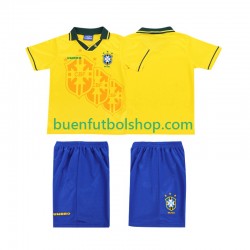 Camiseta de Fútbol Brasil Retro 1994 Primera Equipación Manga Corta Niño