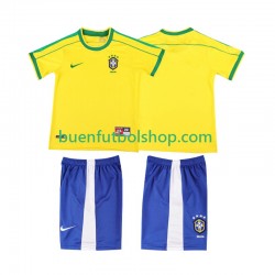 Camiseta de Fútbol Brasil Retro 1998 Primera Equipación Manga Corta Niño