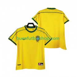 Camiseta de Fútbol Brasil Retro 1998 Primera Equipación Manga Corta Hombre