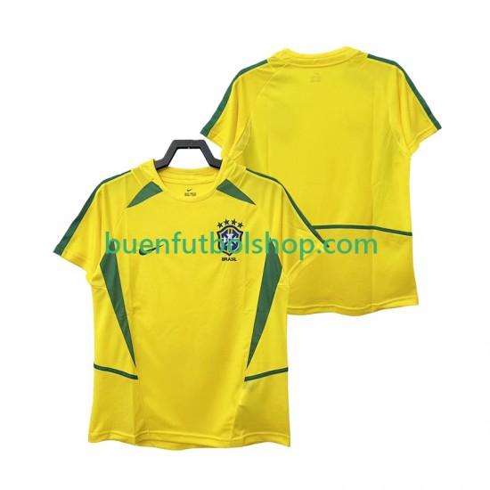 Camiseta de Fútbol Brasil Retro 2002 Primera Equipación Manga Corta Hombre