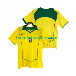 Camiseta de Fútbol Brasil Retro 2004 Primera Equipación Manga Corta Hombre