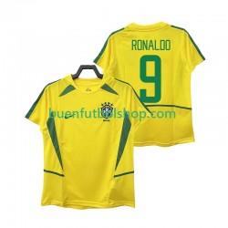 Camiseta de Fútbol Brasil Ronaldo 9 Retro 2002 Primera Equipación Manga Corta Hombre