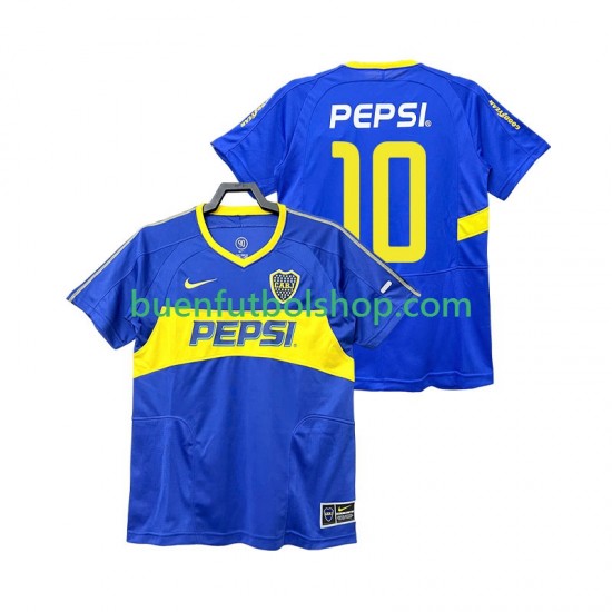 Camiseta de Fútbol CA Boca Juniors PEPSI 10 Retro 2003 2004 Primera Equipación Manga Corta Hombre