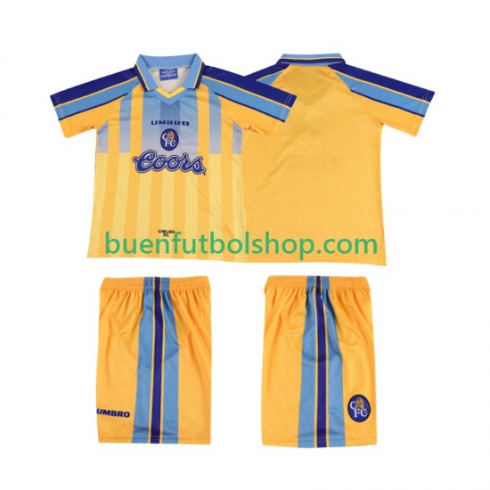 Camiseta de Fútbol Chelsea Retro 1995 1997 Segunda Equipación Manga Corta Niño