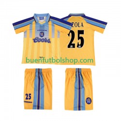 Camiseta de Fútbol Chelsea ZOLA 25 Retro 1995 1997 Segunda Equipación Manga Corta Niño