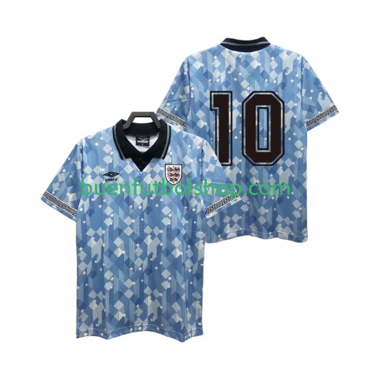 Camiseta de Fútbol Inglaterra 10 Retro 1990 Tercera Equipación Manga Corta Hombre Camiseta de Fútbol Inglaterra 10 Retro 1990 Tercera Equipación Manga Corta Hombre