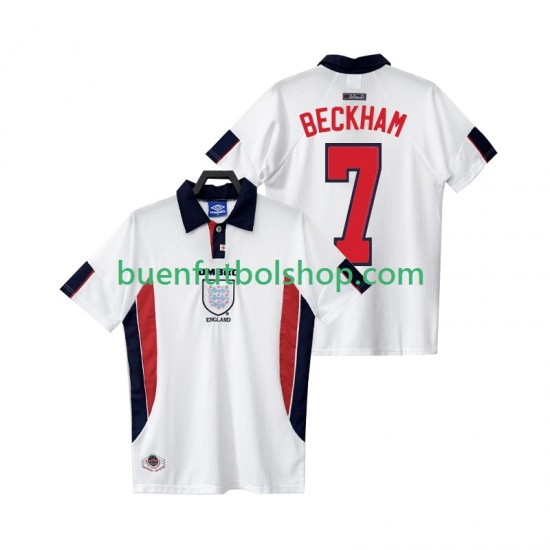 Camiseta de Fútbol Inglaterra BECKHAM 7 Retro 1998 Primera Equipación Manga Corta Hombre Camiseta de Fútbol Inglaterra BECKHAM 7 Retro 1998 Primera Equipación Manga Corta Hombre