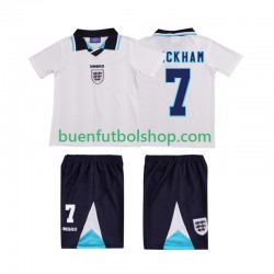 Camiseta de Fútbol Inglaterra Beckham 7 Retro 1996 Primera Equipación Manga Corta Niño