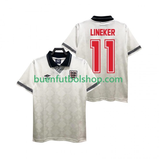 Camiseta de Fútbol Inglaterra LINEKER 11 Retro 1990 Primera Equipación Manga Corta Hombre
