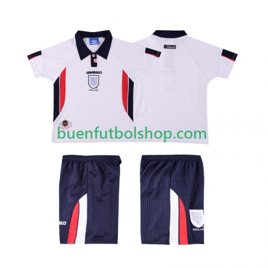 Camiseta de Fútbol Inglaterra Retro 1998 Primera Equipación Manga Corta Niño