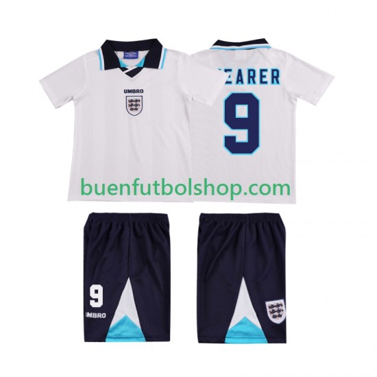 Camiseta de Fútbol Inglaterra SHEARER 9 Retro 1996 Primera Equipación Manga Corta Niño Camiseta de Fútbol Inglaterra SHEARER 9 Retro 1996 Primera Equipación Manga Corta Niño