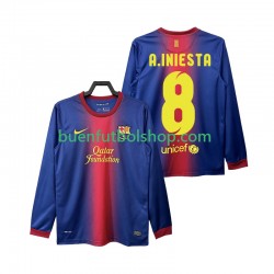 Camiseta de Fútbol FC Barcelona A INIESTA 8 Retro 2012 2013 Primera Equipación Manga Larga Hombre