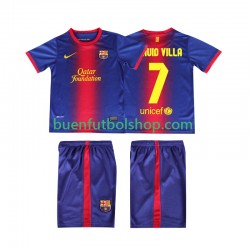 Camiseta de Fútbol FC Barcelona DAUID VILLA 7 Retro 2012 2013 Primera Equipación Manga Corta Niño