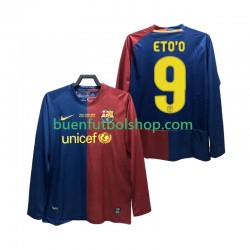 Camiseta de Fútbol FC Barcelona ETO O 9 Retro Champions League 2008 2009 Primera Equipación Manga Larga Hombre