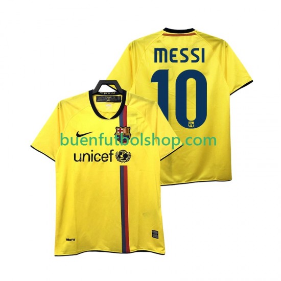 Camiseta de Fútbol FC Barcelona Lionel Messi 10 Retro 2008 2009 Segunda Equipación Manga Corta Hombre