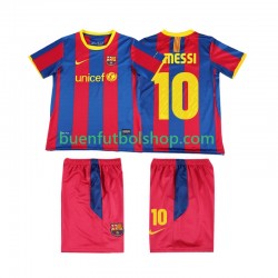 Camiseta de Fútbol FC Barcelona Lionel Messi 10 Retro 2010 2011 Primera Equipación Manga Corta Niño
