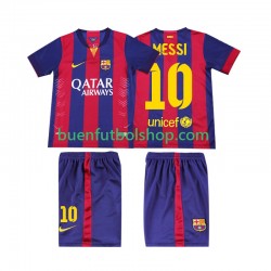Camiseta de Fútbol FC Barcelona Lionel Messi 10 Retro 2014 2015 Primera Equipación Manga Corta Niño