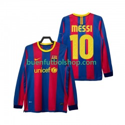 Camiseta de Fútbol FC Barcelona Lionel Messi 10 Retro 2010 2011 Primera Equipación Manga Larga Hombre