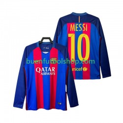 Camiseta de Fútbol FC Barcelona Lionel Messi 10 Retro 2016 2017 Primera Equipación Manga Larga Hombre