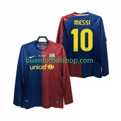 Camiseta de Fútbol FC Barcelona Lionel Messi 10 Retro Champions League 2008 2009 Primera Equipación Manga Larga Hombre