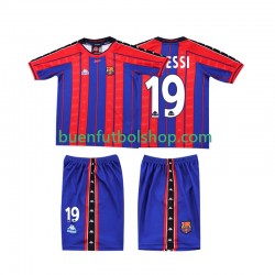 Camiseta de Fútbol FC Barcelona Lionel Messi 19 Retro 1997 1998 Primera Equipación Manga Corta Niño