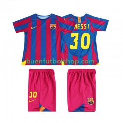 Camiseta de Fútbol FC Barcelona Lionel Messi 30 Retro Champions League 2005 2006 Primera Equipación Manga Corta Niño