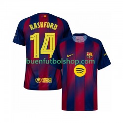 Camiseta de Fútbol FC Barcelona Marcus Rashford 14 Champions League 2025-2026 Primera Equipación Manga Corta Hombre