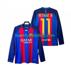 Camiseta de Fútbol FC Barcelona Neymar JR 11 Retro 2016 2017 Primera Equipación Manga Larga Hombre