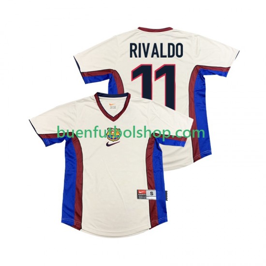 Camiseta de Fútbol FC Barcelona RIVALDO 11 Retro 1998 1999 Segunda Equipación Manga Corta Hombre