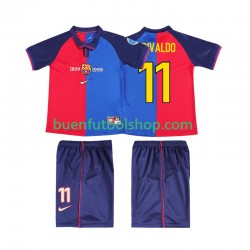 Camiseta de Fútbol FC Barcelona RIVALDO 11 Retro 1999 2000 Primera Equipación Manga Corta Niño