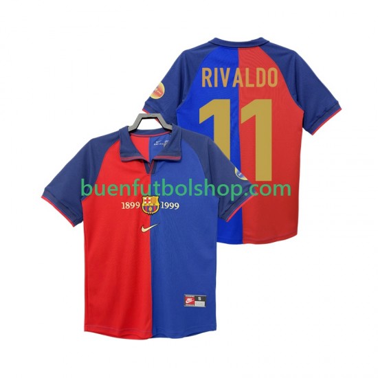 Camiseta de Fútbol FC Barcelona RIVALDO 11 Retro 1990 2000 Primera Equipación Manga Corta Hombre