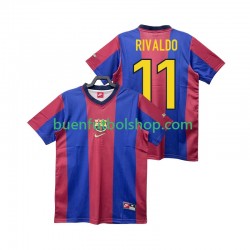 Camiseta de Fútbol FC Barcelona RIVALDO 11 Retro 1998 1999 Primera Equipación Manga Corta Hombre