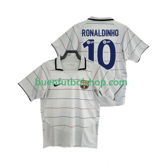 Camiseta de Fútbol FC Barcelona RONALDINHO 10 Retro 2003 2004 Segunda Equipación Manga Corta Hombre