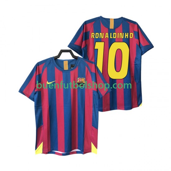 Camiseta de Fútbol FC Barcelona RONALDINHO 10 Retro 2005 2006 Primera Equipación Manga Corta Hombre