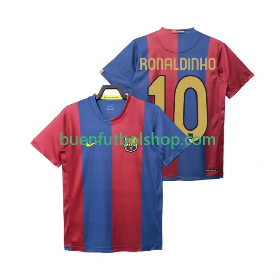 Camiseta de Fútbol FC Barcelona RONALDINHO 10 Retro 2006 2007 Primera Equipación Manga Corta Hombre