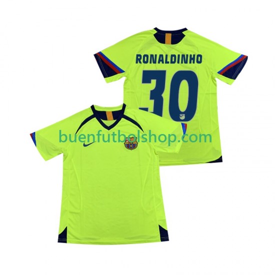 Camiseta de Fútbol FC Barcelona RONALDINHO 30 Retro 2005 2006 Segunda Equipación Manga Corta Hombre