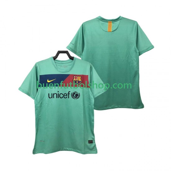 Camiseta de Fútbol FC Barcelona Retro 2010 2011 Segunda Equipación Manga Corta Hombre