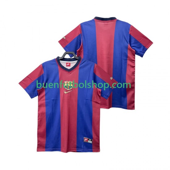 Camiseta de Fútbol FC Barcelona Retro 1998 1999 Primera Equipación Manga Corta Hombre
