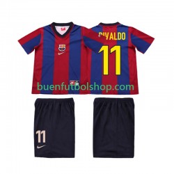 Camiseta de Fútbol FC Barcelona Ronaldo 11 Retro 1998 1999 Primera Equipación Manga Corta Niño