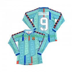Camiseta de Fútbol FC Barcelona Ronaldo 9 Retro 1996 1997 Segunda Equipación Manga Larga Hombre