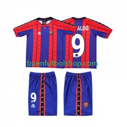 Camiseta de Fútbol FC Barcelona Ronaldo 9 Retro 1997 1998 Primera Equipación Manga Corta Niño