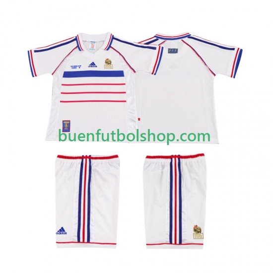 Camiseta de Fútbol Francia Retro 1998 Segunda Equipación Manga Corta Niño