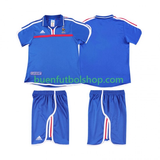Camiseta de Fútbol Francia Retro 2000 Primera Equipación Manga Corta Niño