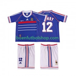 Camiseta de Fútbol Francia Henry 12 Retro 1998 Primera Equipación Manga Corta Niño