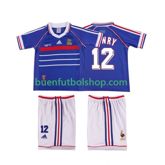 Camiseta de Fútbol Francia Henry 12 Retro 1998 Primera Equipación Manga Corta Niño Camiseta de Fútbol Francia Henry 12 Retro 1998 Primera Equipación Manga Corta Niño