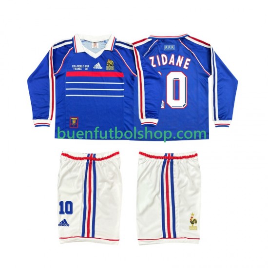 Camiseta de Fútbol Francia ZINANE 10 Retro 1998 Primera Equipación Manga Larga Niño Camiseta de Fútbol Francia ZINANE 10 Retro 1998 Primera Equipación Manga Larga Niño